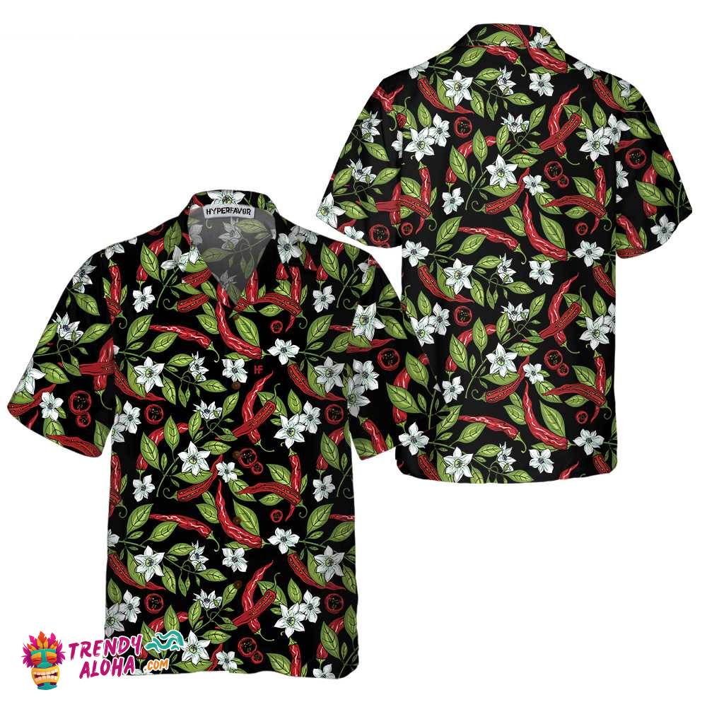 Mexican Jalapeno Chilli Flowers Hawaiian Shirt, Funny Red Pepper Shirt For Men, Red Hot Chilli Shirt