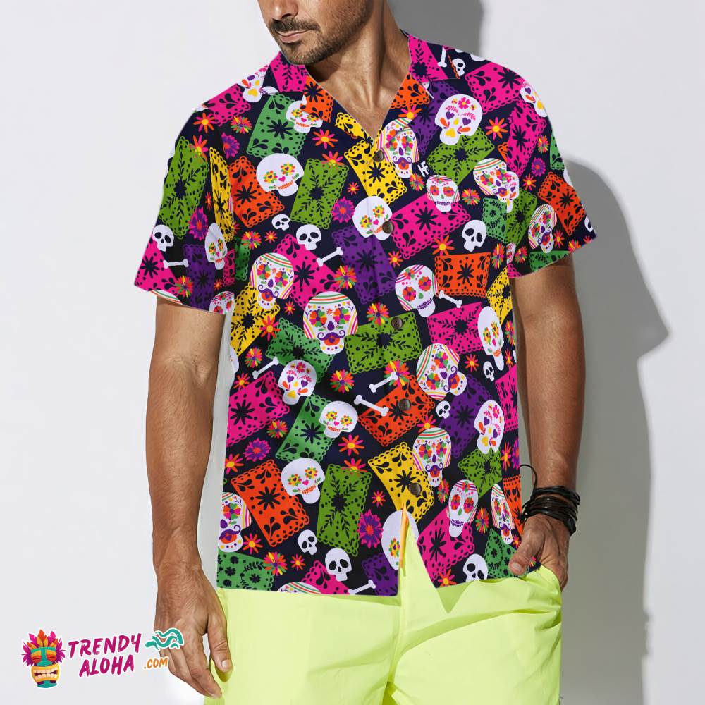 Mexican Skull Pattern Hawaiian Shirt