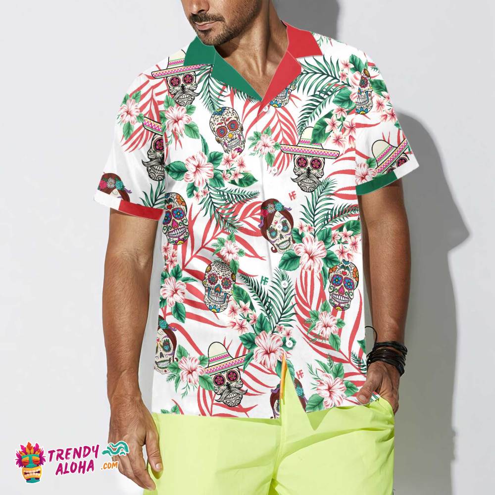 Mexico Floral Pattern Sugar Skull Hawaiian Shirt, Dia De Los Muertos Shirt,Best Day Of The Dead Gift Mexico Floral Pattern Sugar Skull Hawaiian Shirt, Dia De Los Muertos Shirt,Best Day Of The Dead Gift