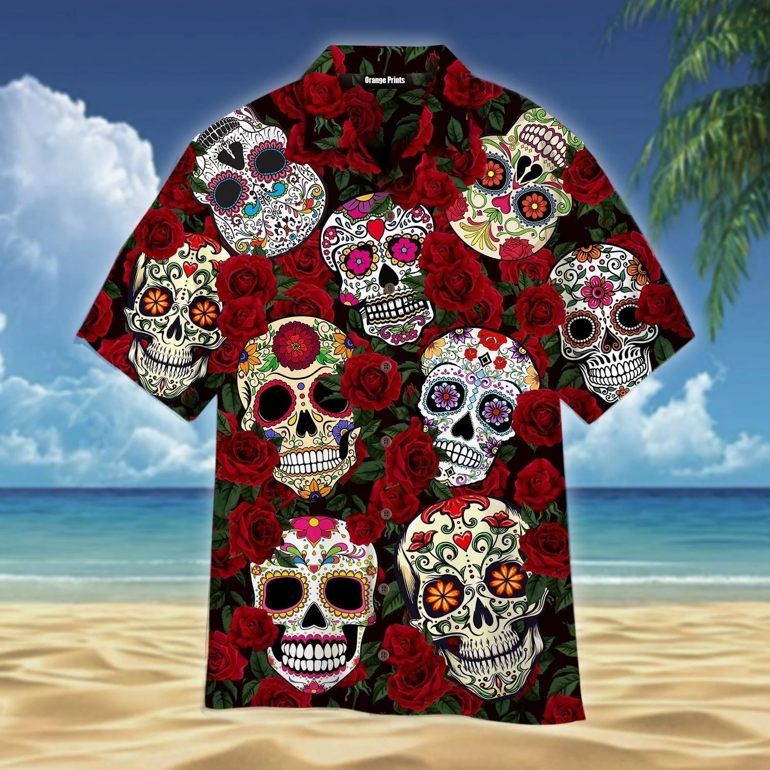 Mexico Roses Sugar Skull Hawaiian Shirt For