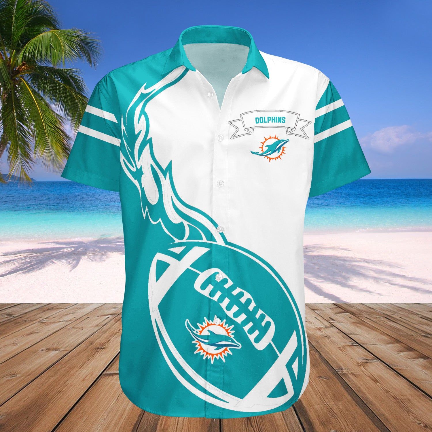 Miami Dolphins Hawaii Shirt Flame Ball – NFL