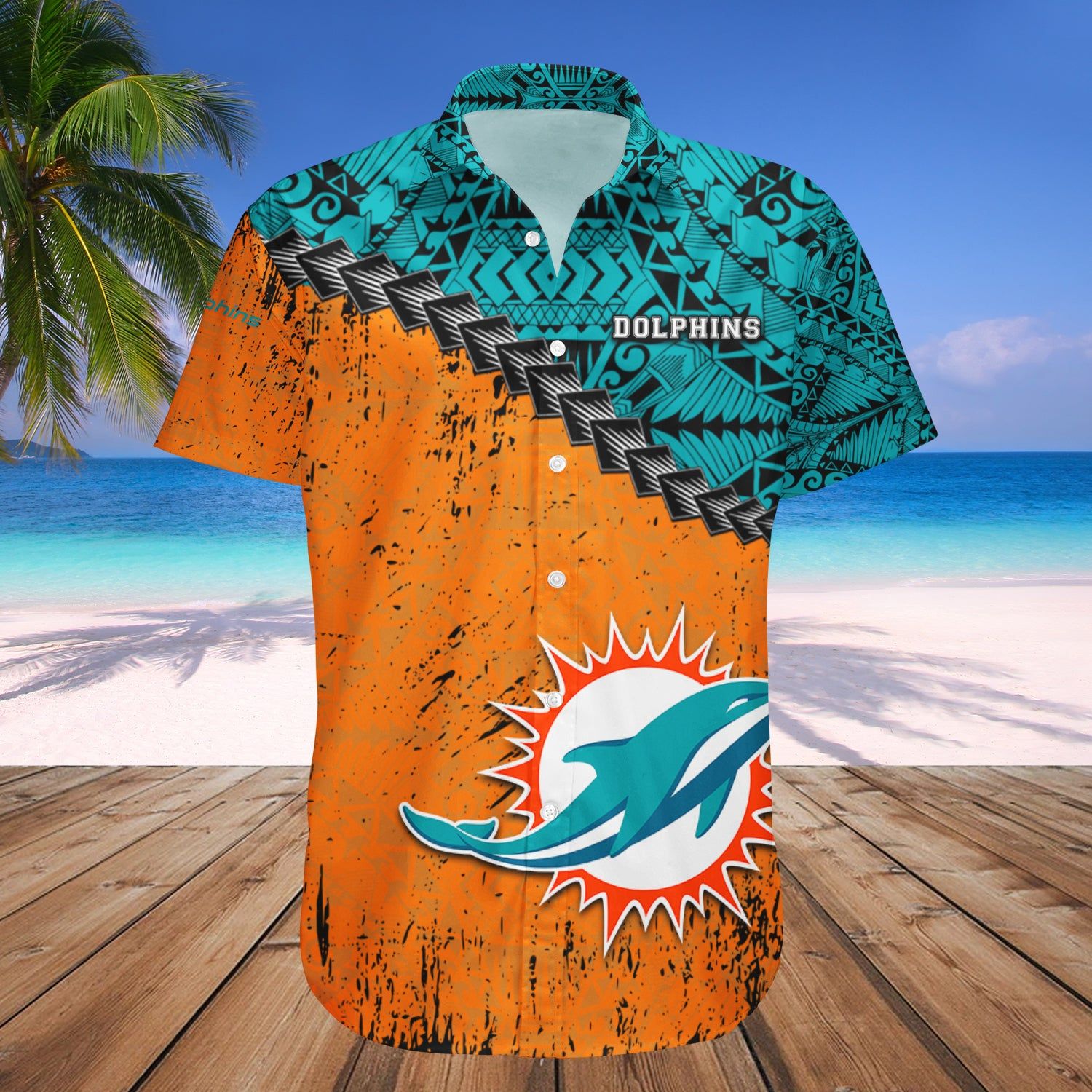 Miami Dolphins Hawaii Shirt Grunge Polynesian Tattoo – NFL