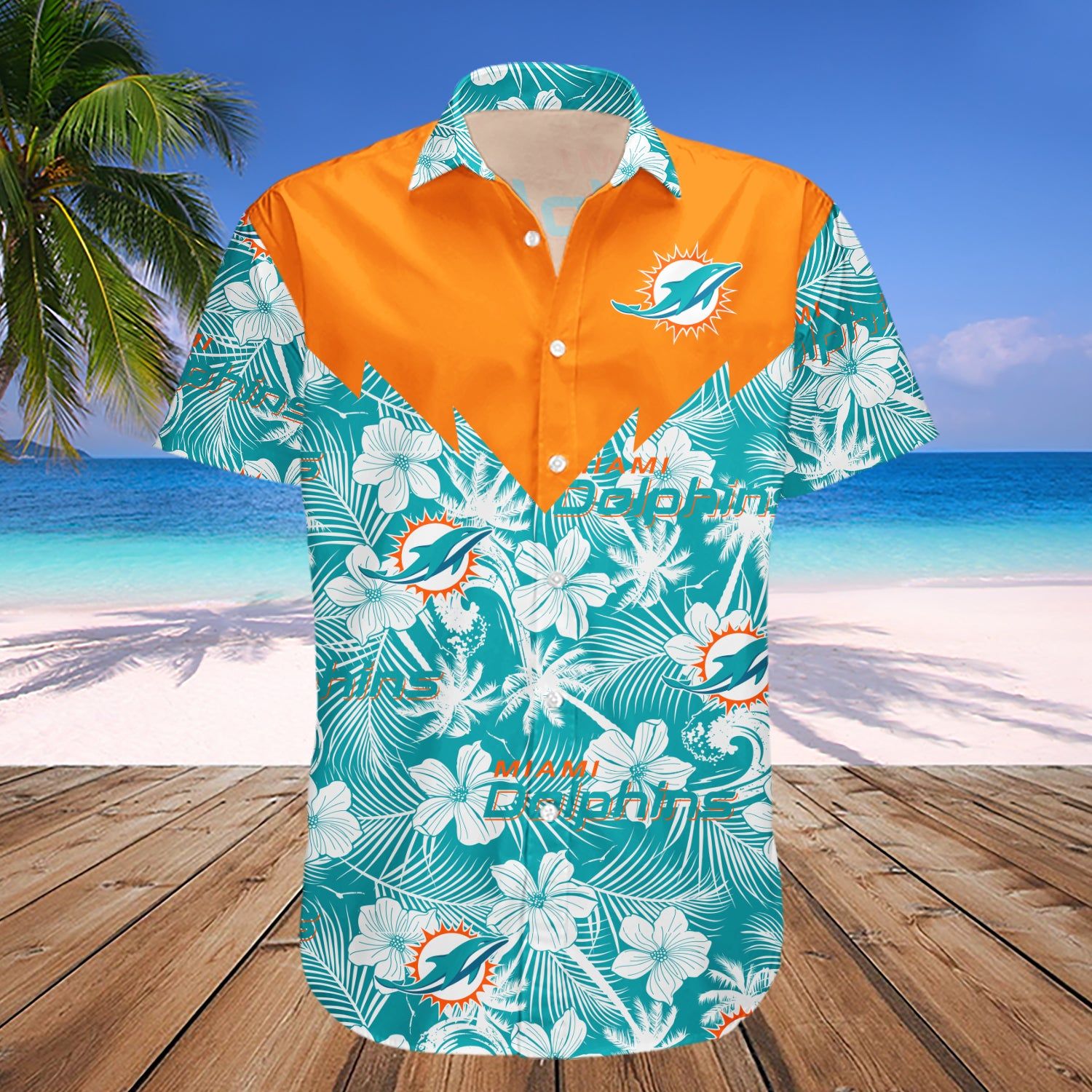 Miami Dolphins Hawaii Shirt Tropical Seamless- NFL