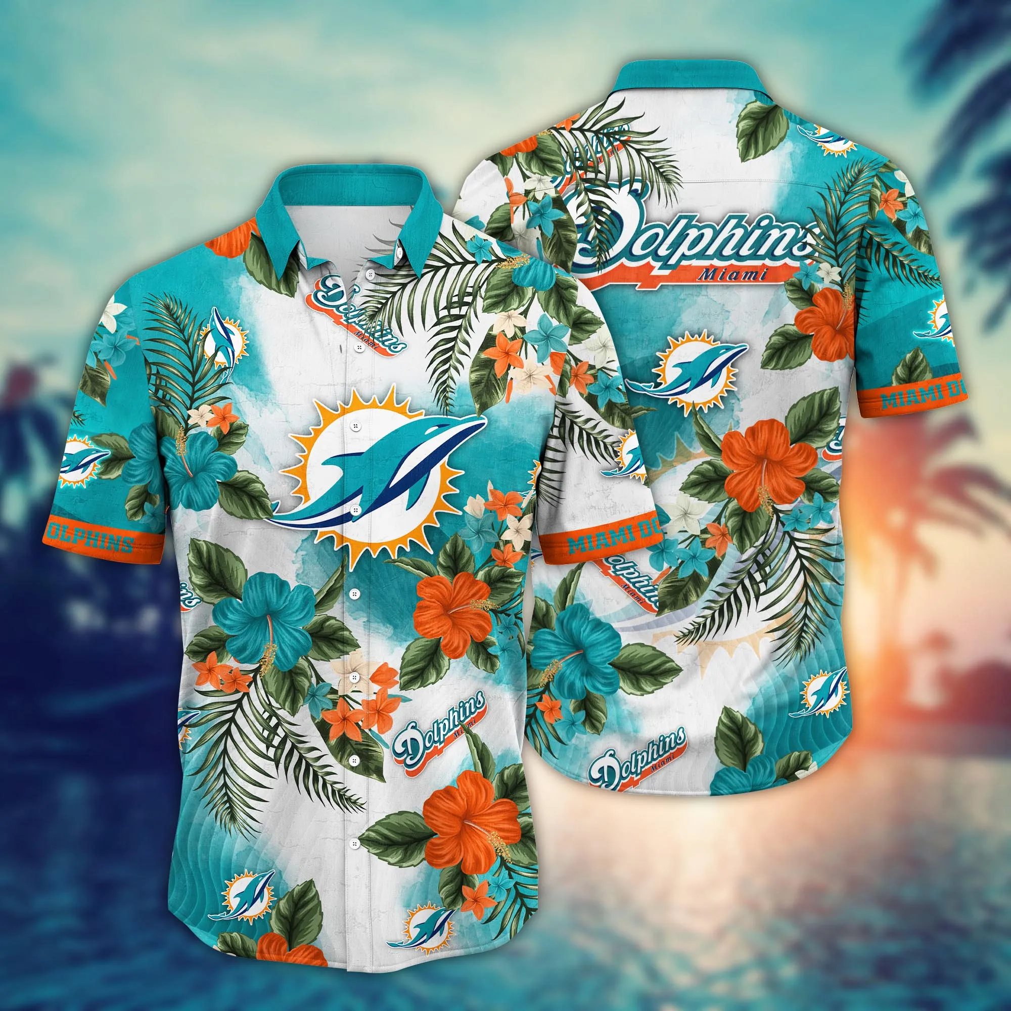 Miami Dolphins NFL Hawaiian Shirt Tan Linestime Aloha Shirt