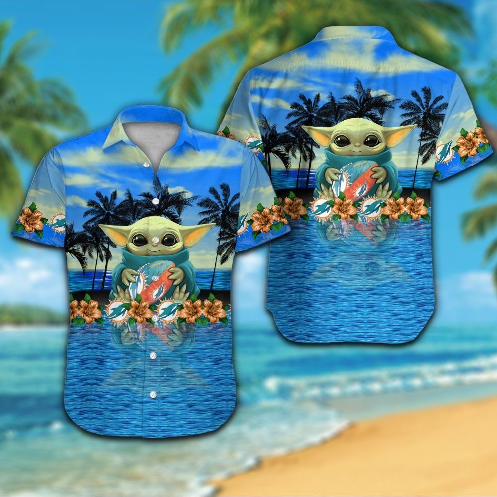 Miami Dolphins Short Sleeve Button Up Tropical Hawaiian Shirt VER017