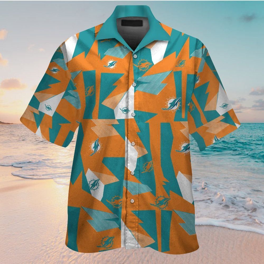 Miami Dolphins Short Sleeve Button Up Tropical Hawaiian Shirt VER023