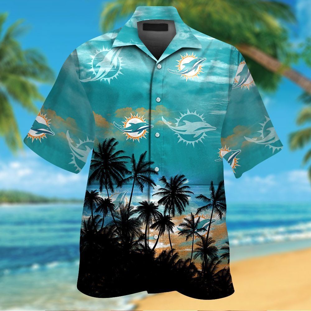 Miami Dolphins Short Sleeve Button Up Tropical Hawaiian Shirt VER026