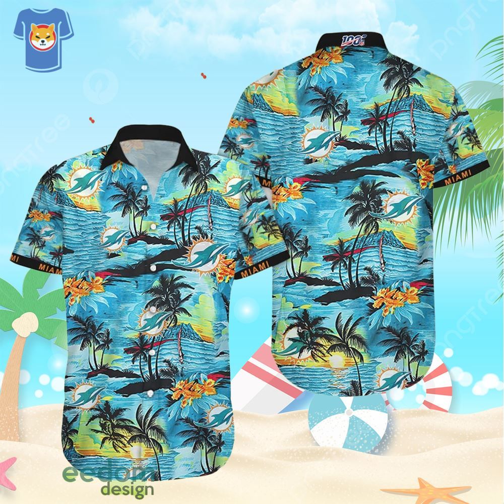 Miami Dolphins Team All Over Printed Hawaiian Aloha Shirt
