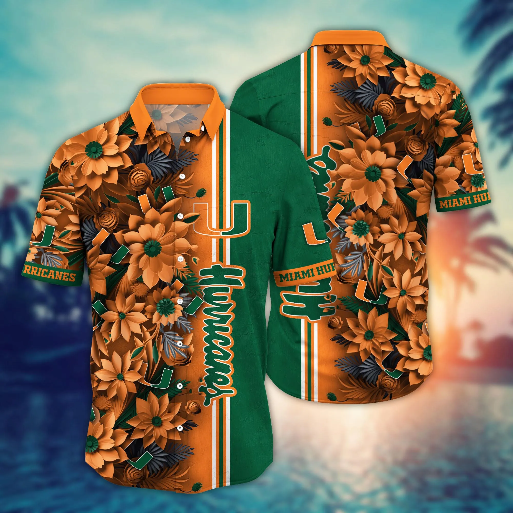 Miami Hurricanes NCAA Hawaiian Shirt Custom Summer Nights Aloha Shirt Miami Hurricanes NCAA Hawaiian Shirt Custom Summer Nights Aloha Shirt
