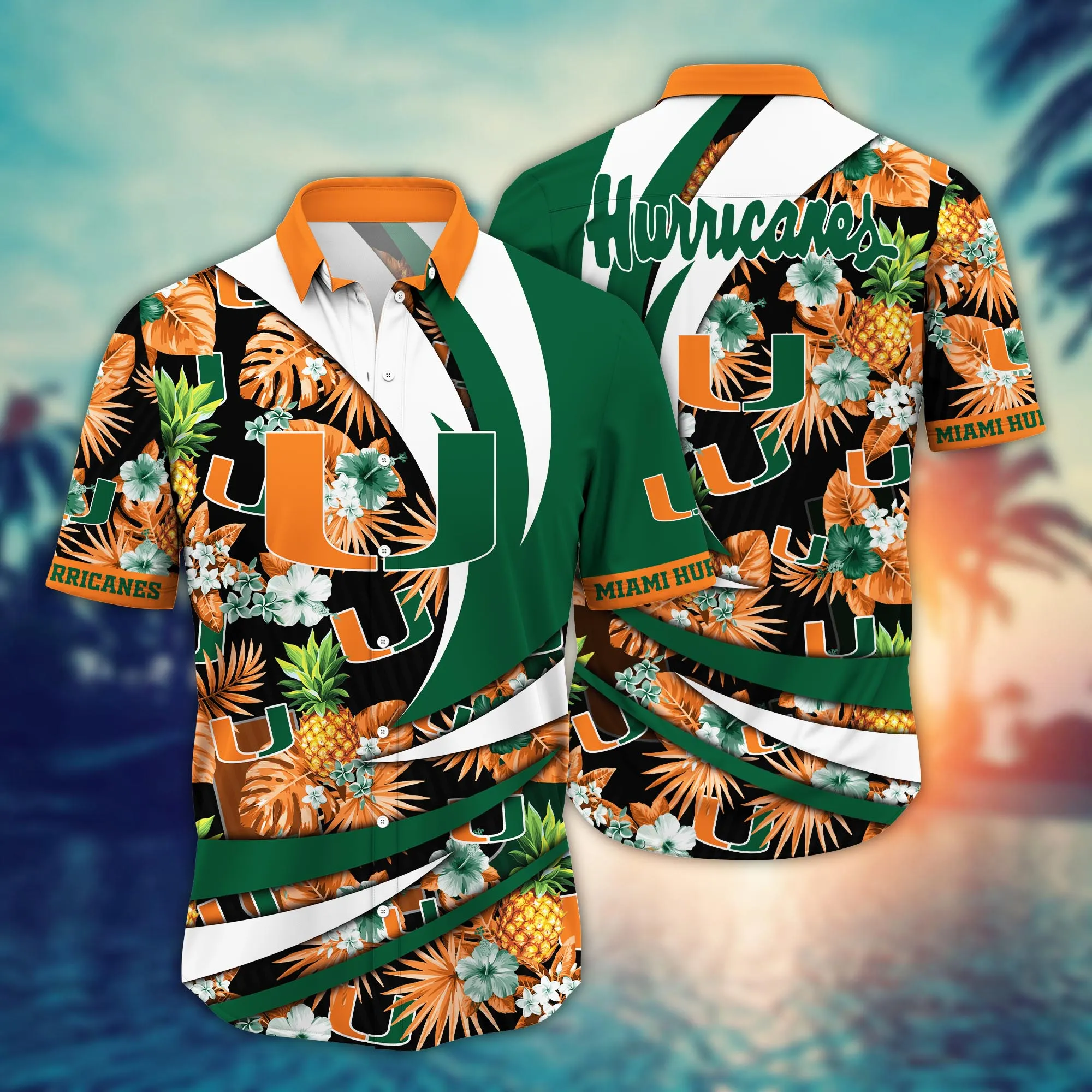 Miami Hurricanes NCAA Hawaiian Shirt Flip Flops Aloha Shirt Miami Hurricanes NCAA Hawaiian Shirt Flip Flops Aloha Shirt