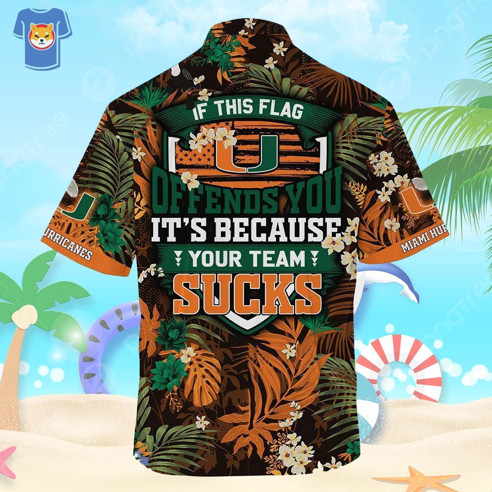 Miami Hurricanes Summer With Tropical Patterns Gift For Fans Hawaiian Shirt
