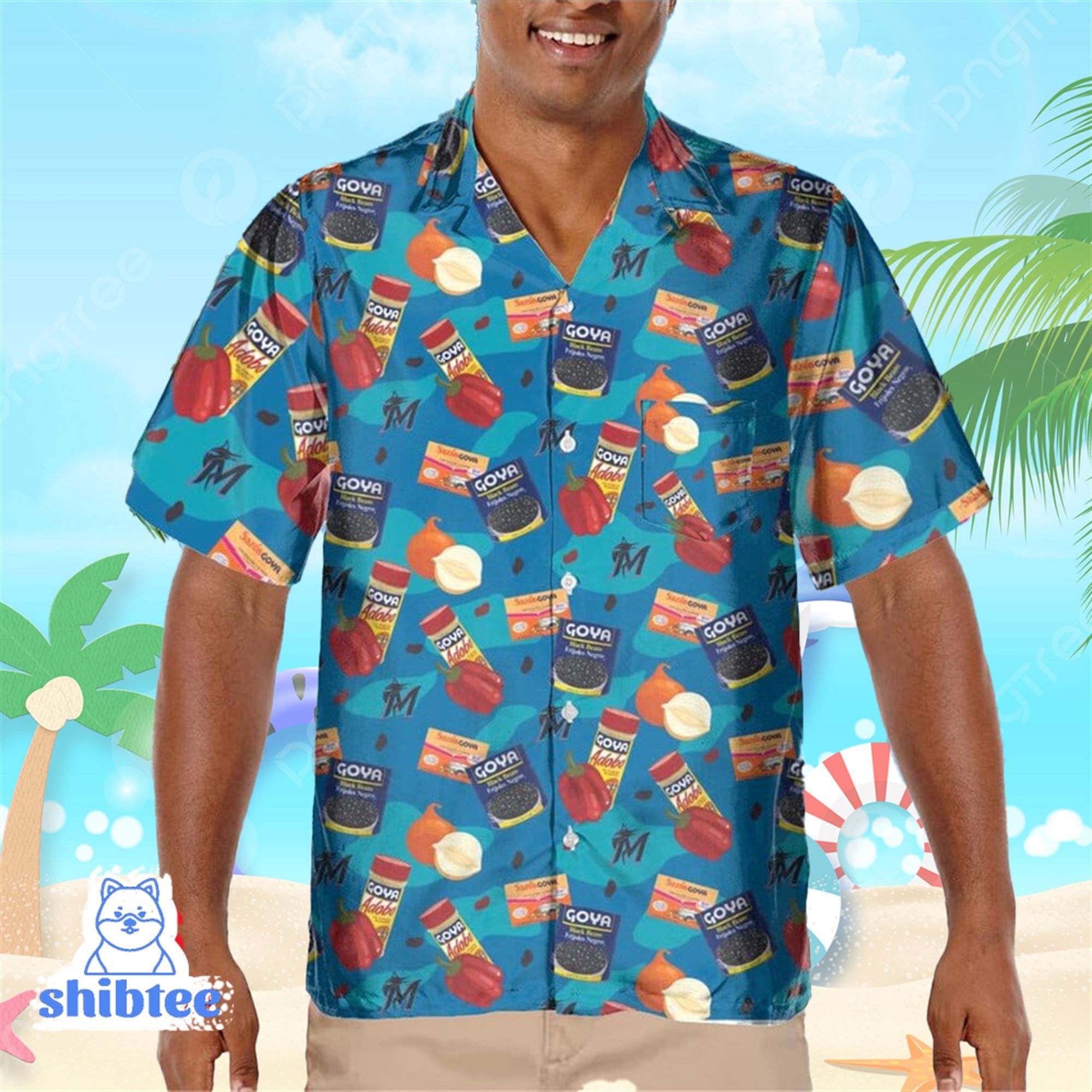 Miami Marlins Black Beans Adobo And Onion Goya Hawaiian Shirt Giveaway
