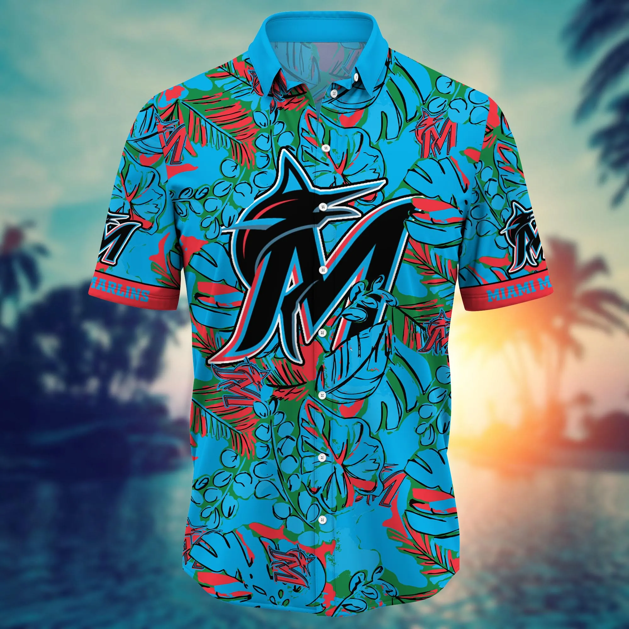 Miami Marlins MLB Hawaiian Shirt Warm Breezes Aloha Shirt
