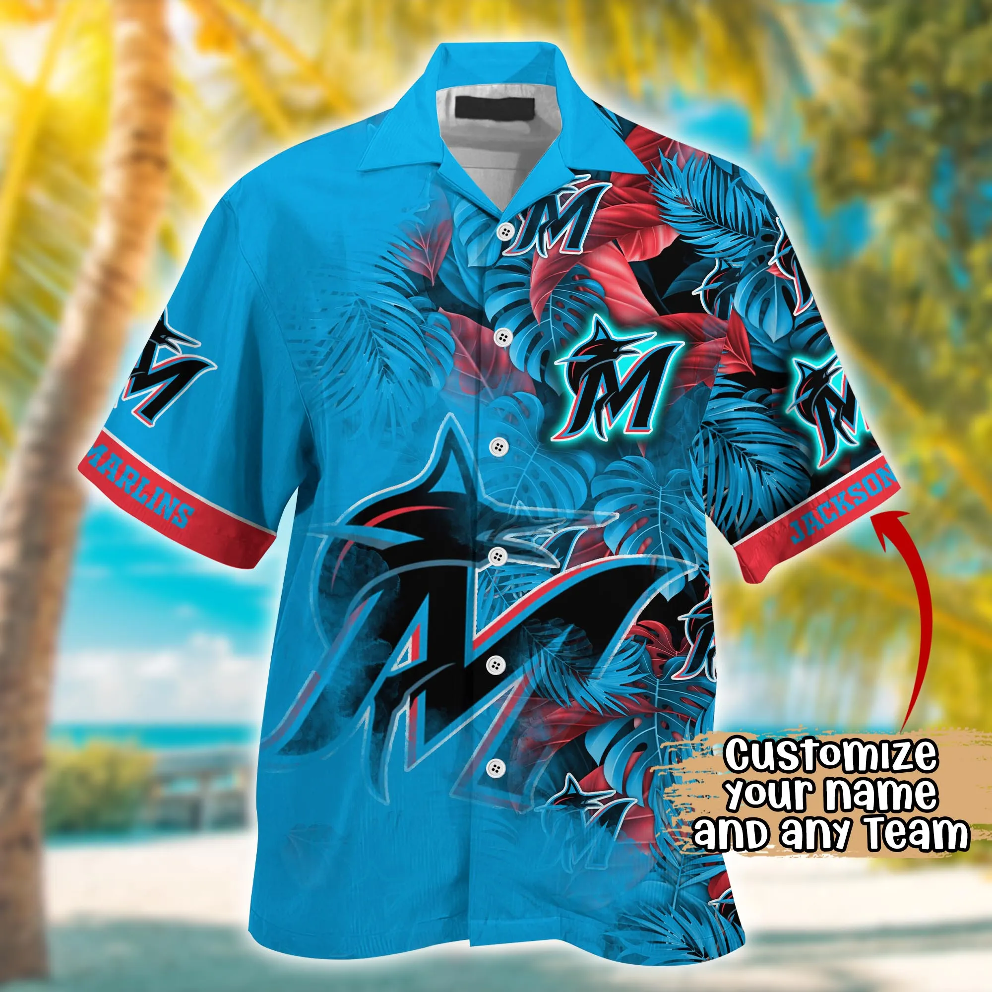 Miami Marlins MLB Summer Hawaii Shirt And Tshirt Custom Aloha Shirt