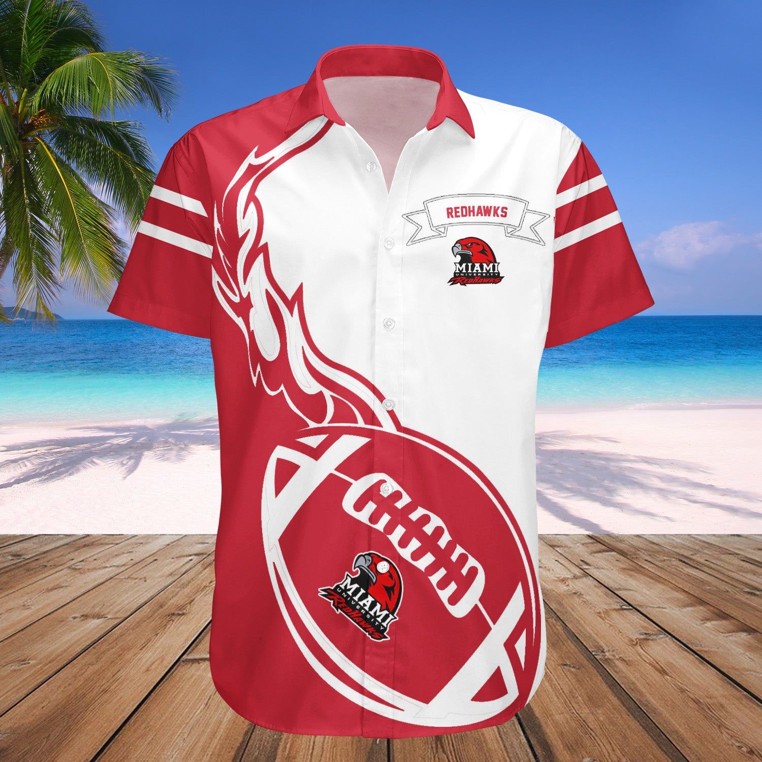 Miami Redhawks Hawaii Shirt Flame Ball – NCAA
