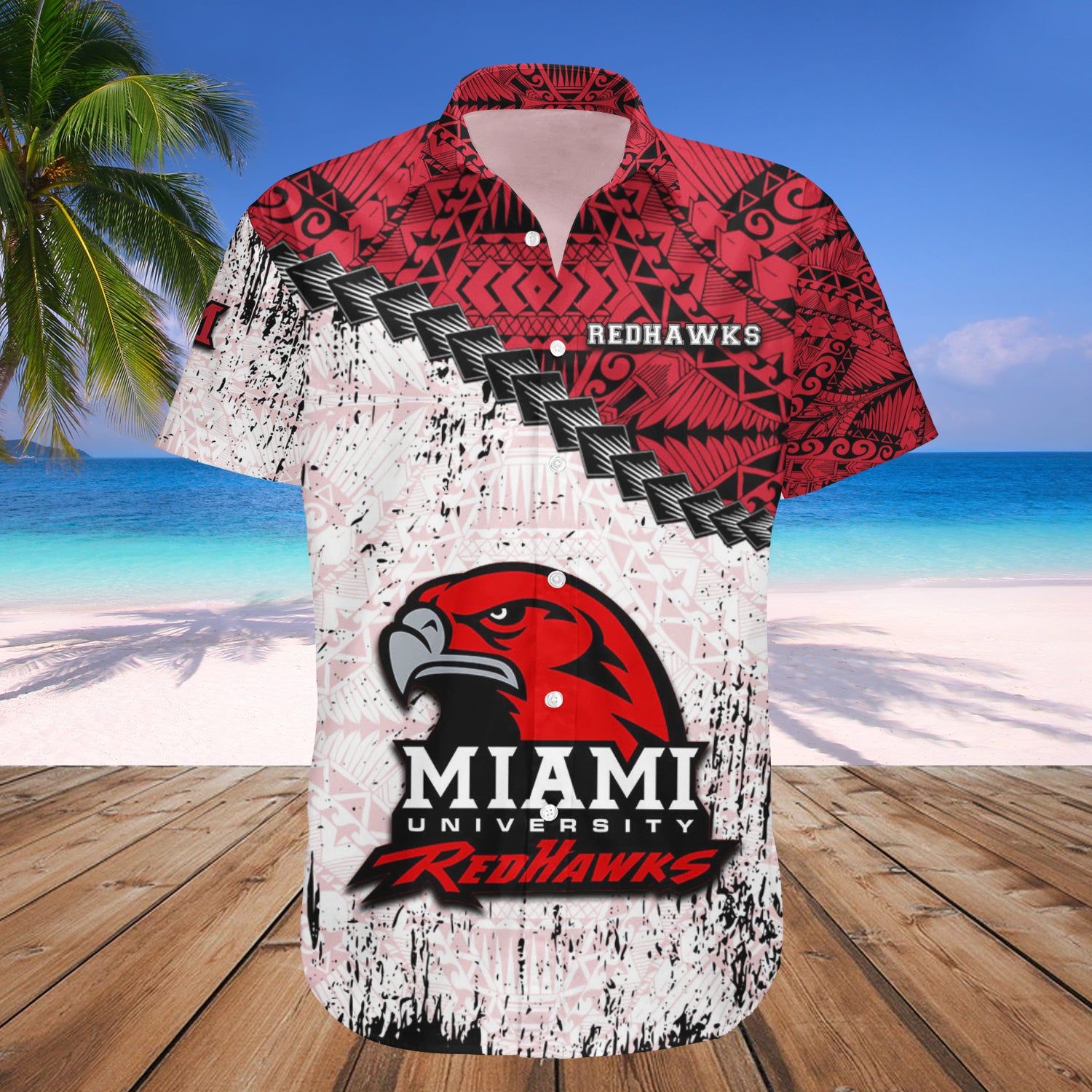 Miami Redhawks Hawaii Shirt Grunge Polynesian Tattoo – NCAA