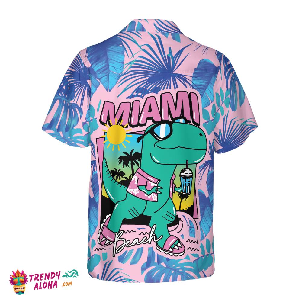 Miami South Beach Cool T- Rex Dinosaur Hawaiian Shirt