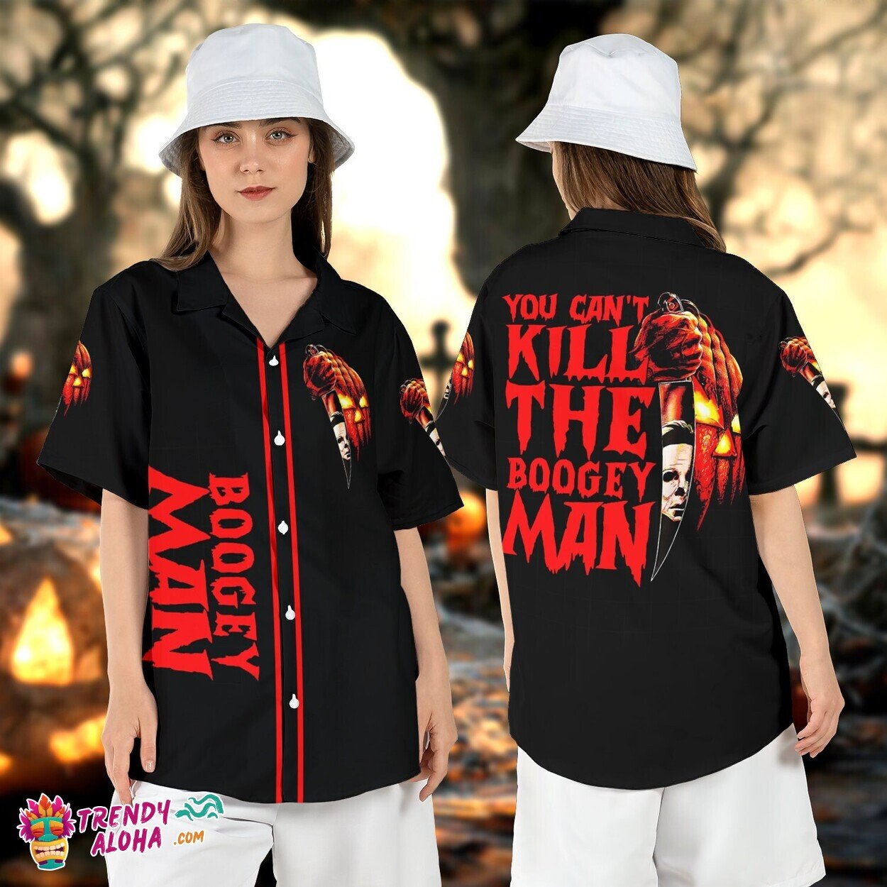 Michael Myers Boogey Man Halloween Beach Knife Aloha Shirt