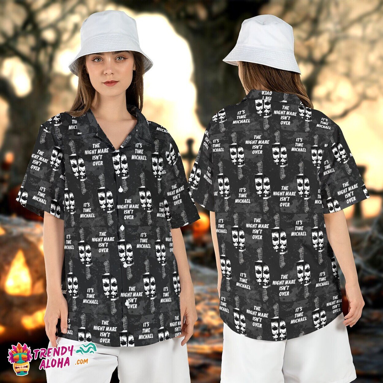 Michael Myers Knife Nightmare Over Horror Hawaiian Aloha Shirt