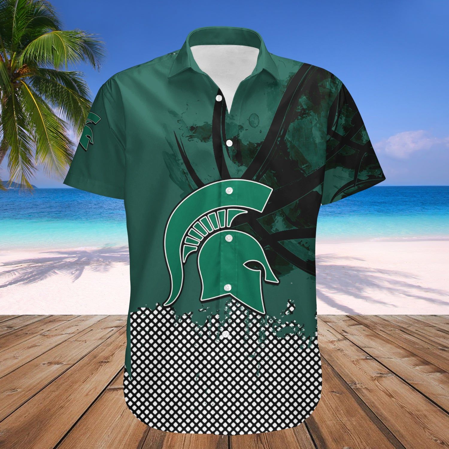 Michigan State Spartans Hawaii Shirt Basketball Net Grunge Pattern – NCAA
