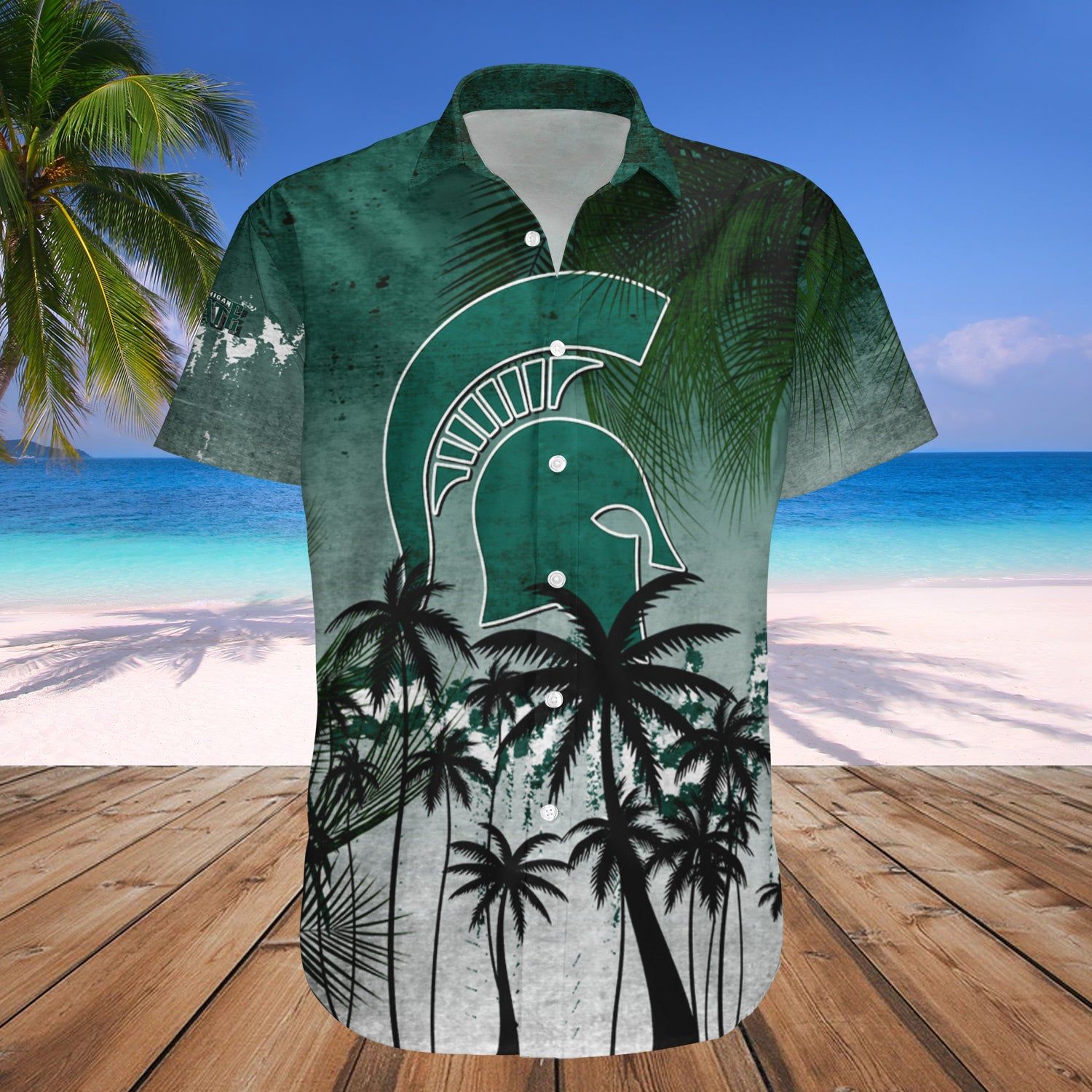Michigan State Spartans Hawaii Shirt Coconut Tree Tropical Grunge – NCAA