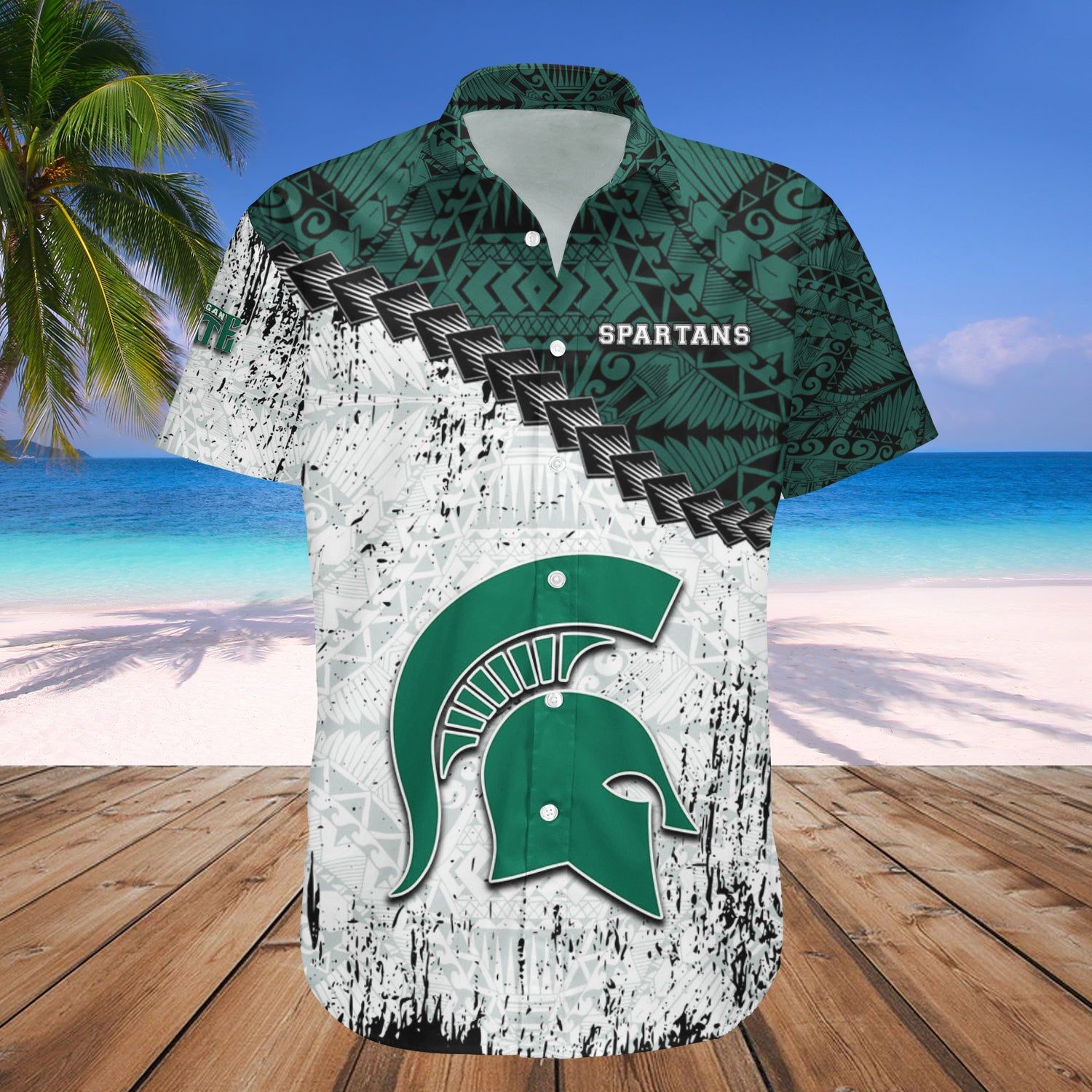 Michigan State Spartans Hawaii Shirt Grunge Polynesian Tattoo – NCAA