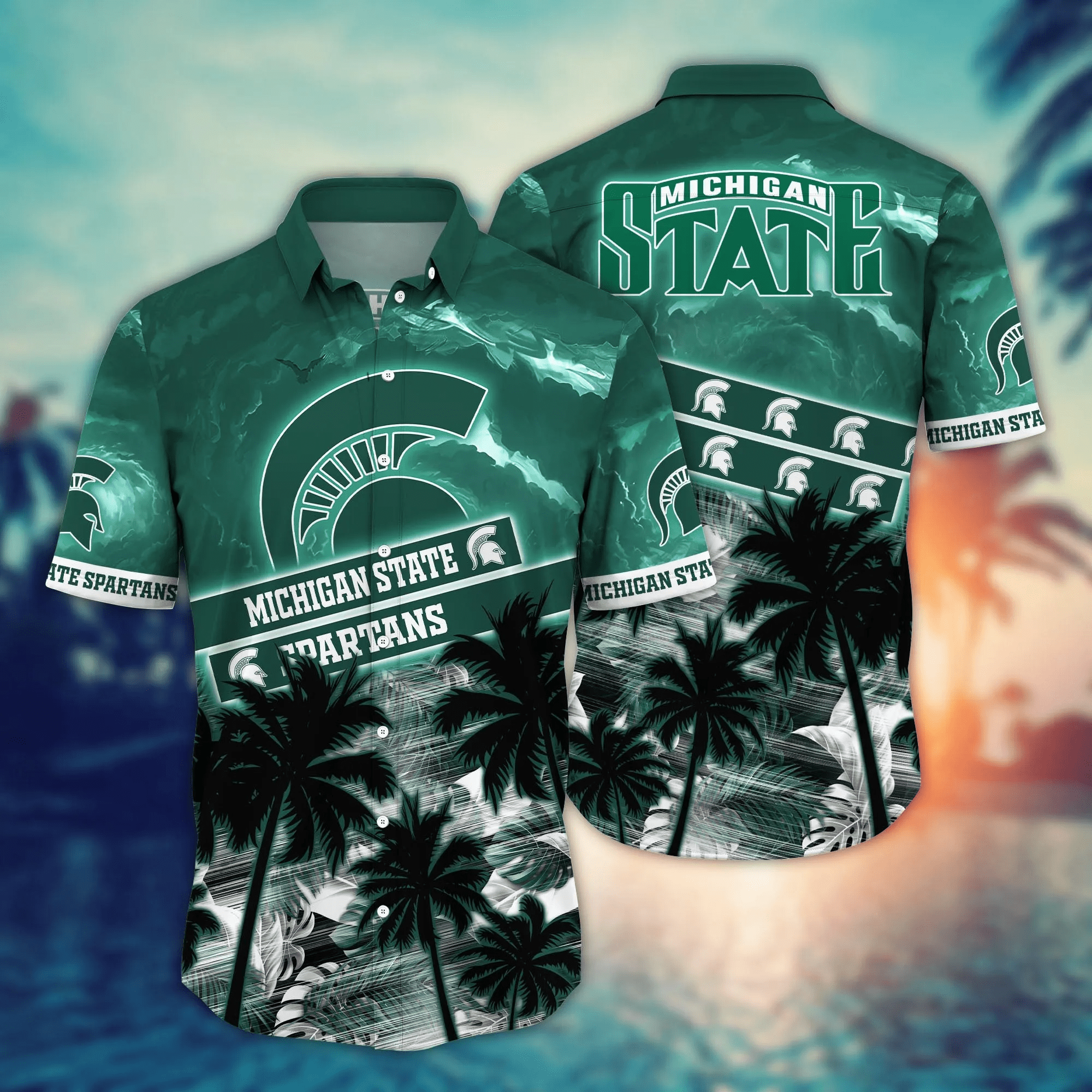 Michigan State Spartans NCAA Hawaiian Shirt Beach Time Aloha Shirt Michigan State Spartans NCAA Hawaiian Shirt Beach Time Aloha Shirt