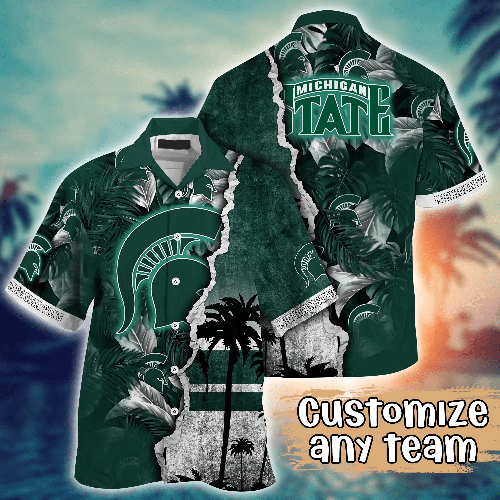 Michigan State Spartans NCAA Hawaiian Shirt Custom Sun Showers Aloha Shirt Michigan State Spartans NCAA Hawaiian Shirt Custom Sun Showers Aloha Shirt