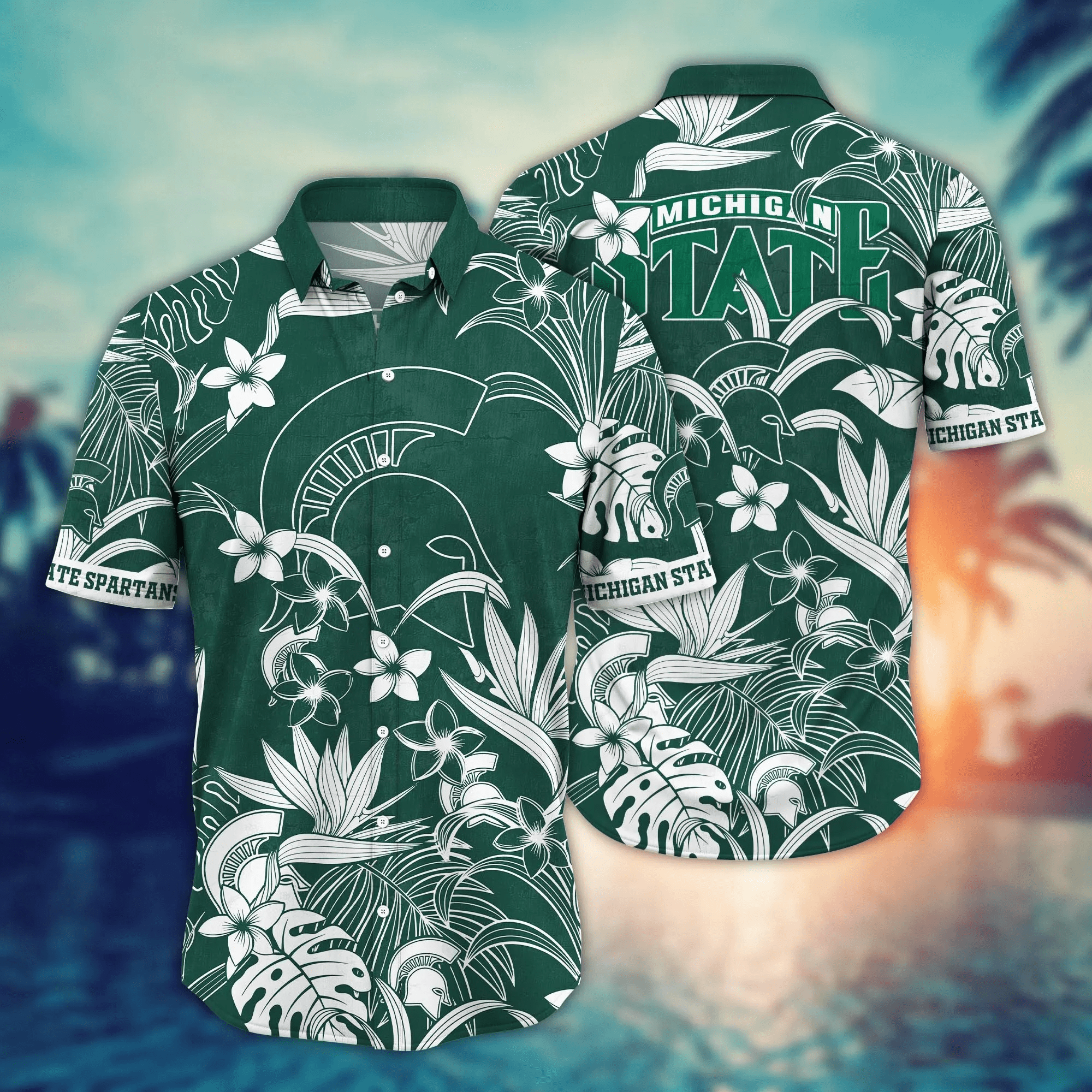 Michigan State Spartans NCAA Hawaiian Shirt Sea Breezetime Aloha Shirt Michigan State Spartans NCAA Hawaiian Shirt Sea Breezetime Aloha Shirt