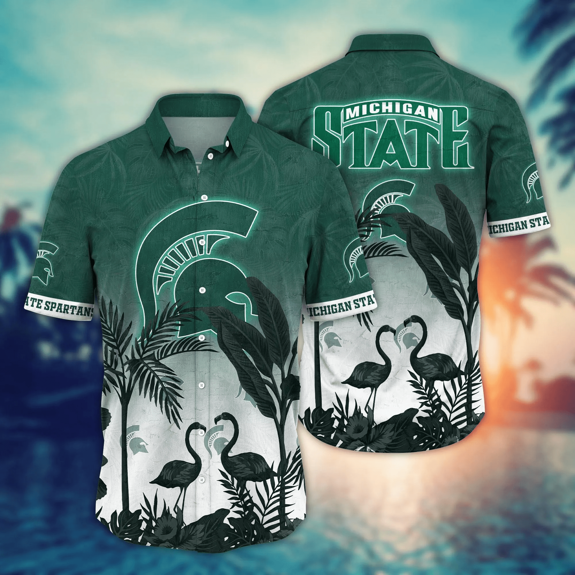 Michigan State Spartans NCAA Hawaiian Shirt Tanningtime Aloha Shirt Michigan State Spartans NCAA Hawaiian Shirt Tanningtime Aloha Shirt