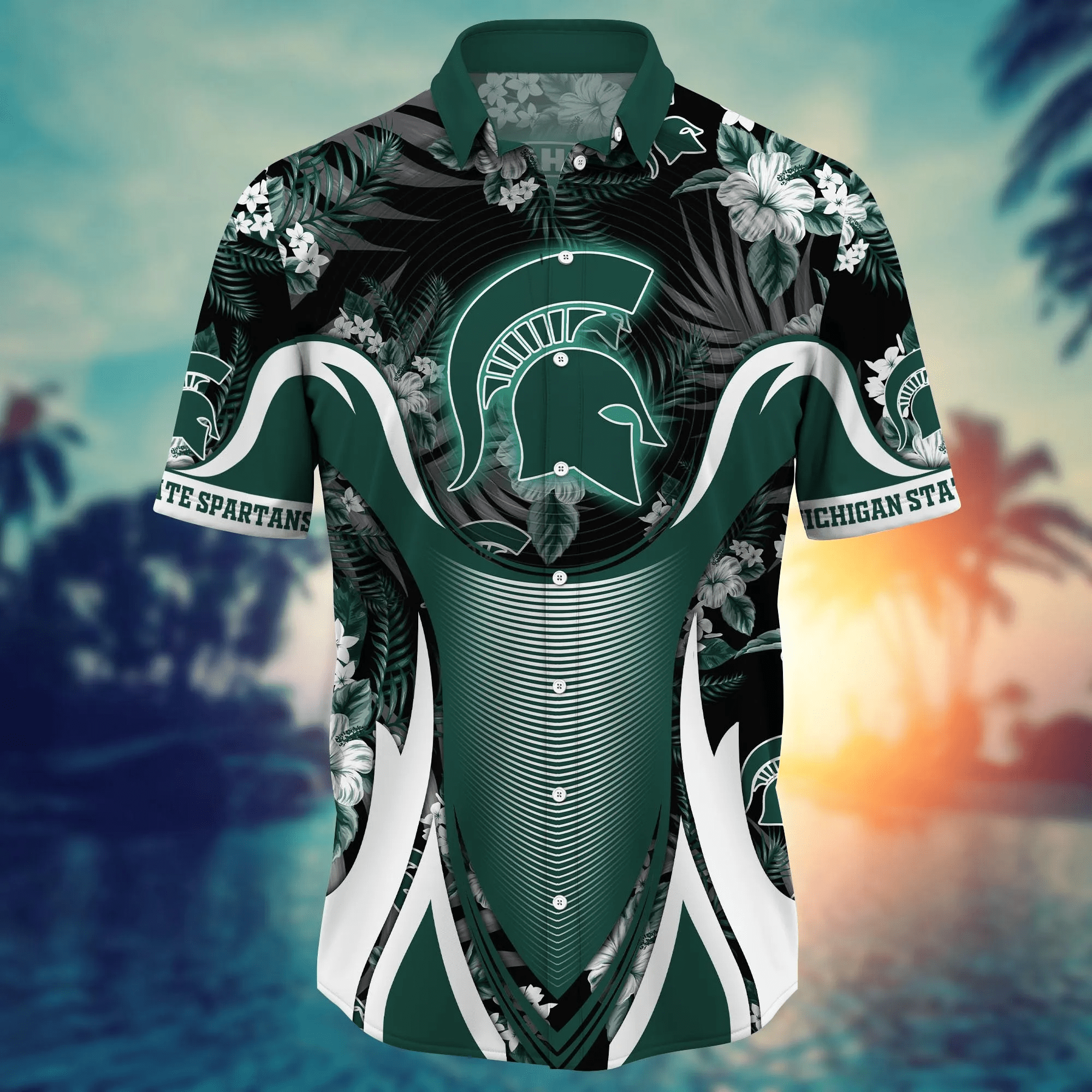 Michigan State Spartans NCAA Hawaiian Shirt Umbrellas (For Sun) Aloha Shirt