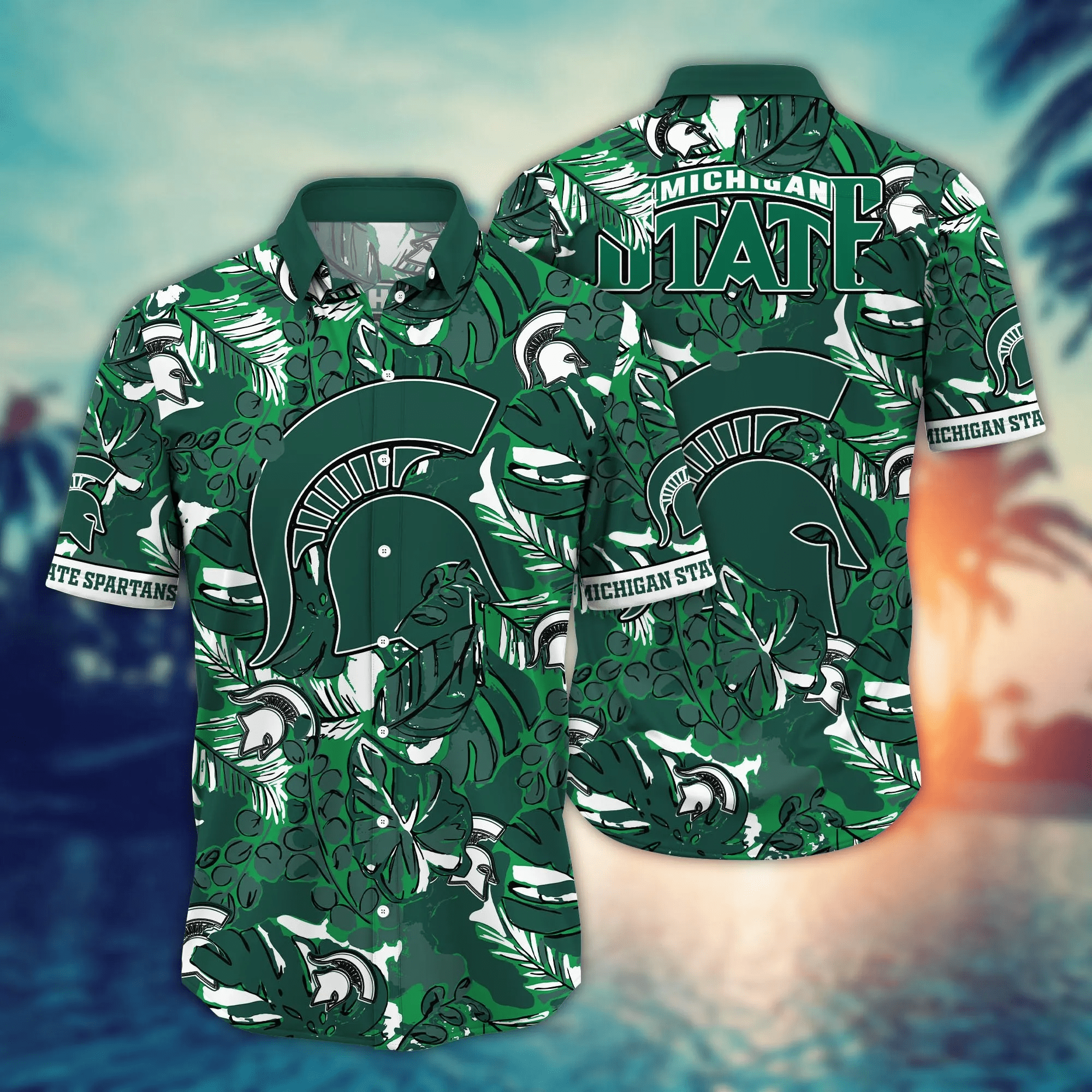 Michigan State Spartans NCAA Hawaiian Shirt Vacation Footie Shirts
