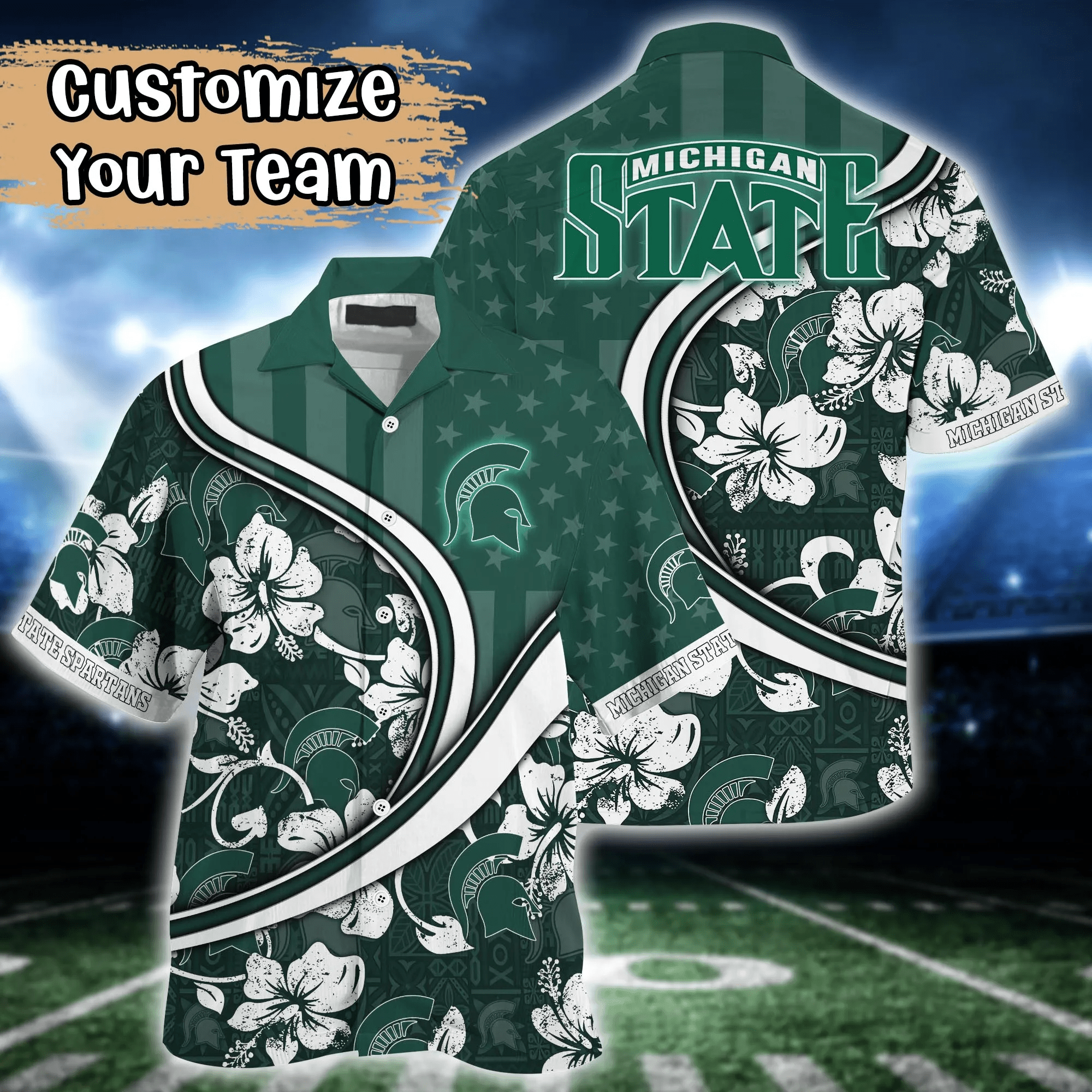 Michigan State Spartans NCAA Us Flag Hawaiian Shirt Custom Summer Aloha Shirt Michigan State Spartans NCAA Us Flag Hawaiian Shirt Custom Summer Aloha Shirt