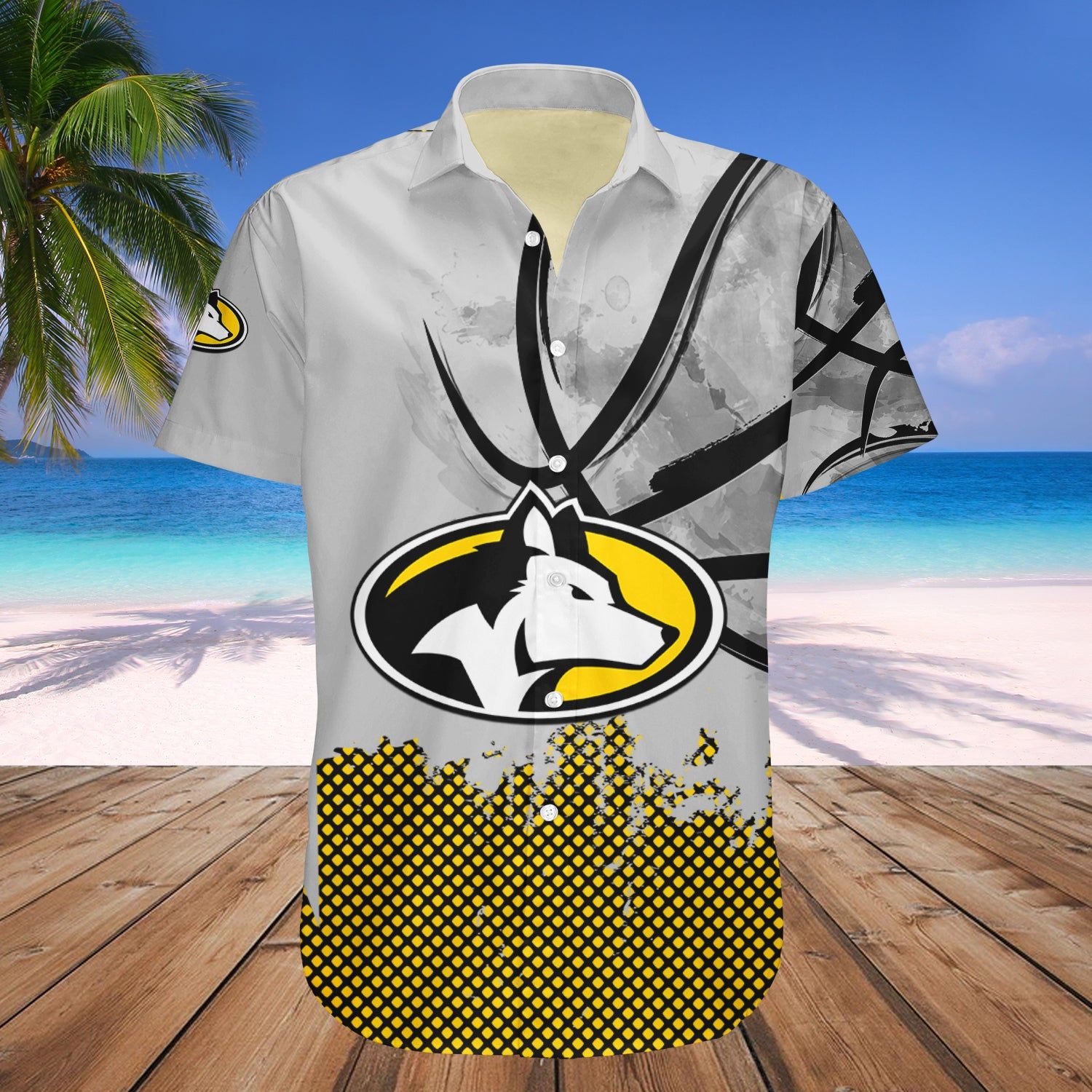 Michigan Tech Huskies Hawaii Shirt Basketball Net Grunge Pattern – NCAA