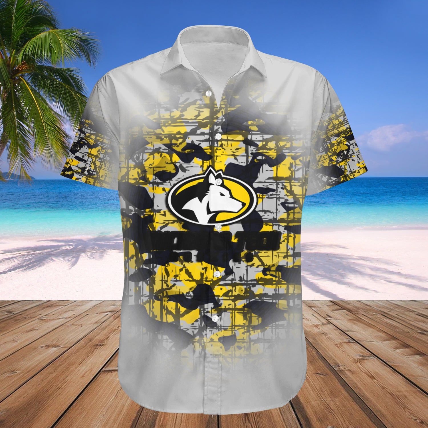 Michigan Tech Huskies Hawaii Shirt Camouflage Vintage – NCAA