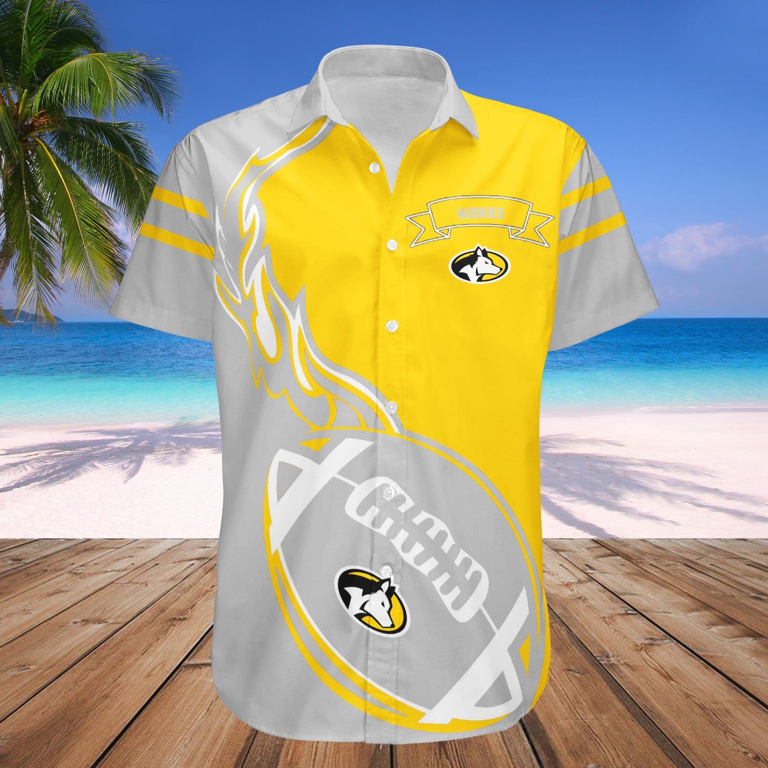 Michigan Tech Huskies Hawaii Shirt Flame Ball – NCAA