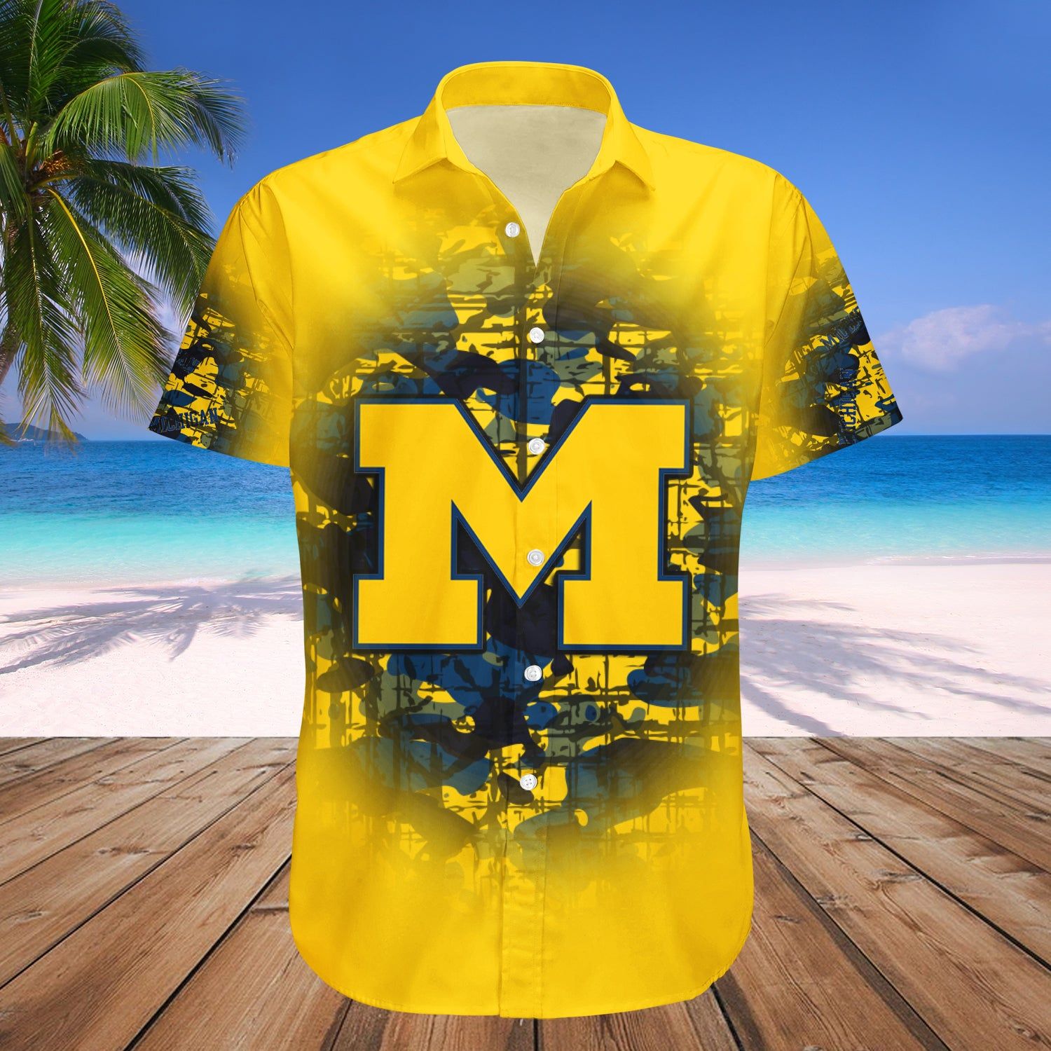 Michigan Wolverines Hawaii Shirt Camouflage Vintage – NCAA