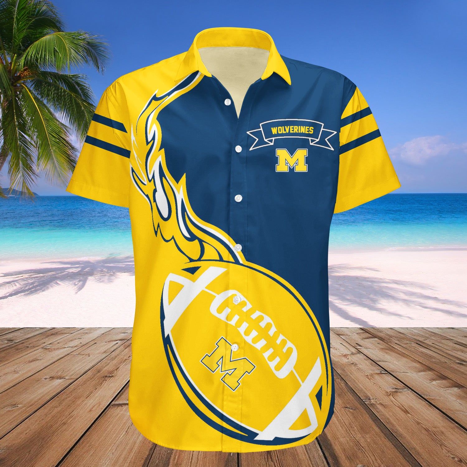 Michigan Wolverines Hawaii Shirt Flame Ball – NCAA