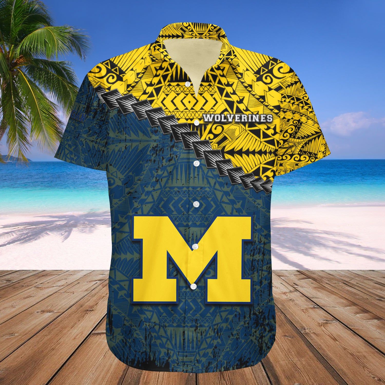 Michigan Wolverines Hawaii Shirt Grunge Polynesian Tattoo – NCAA
