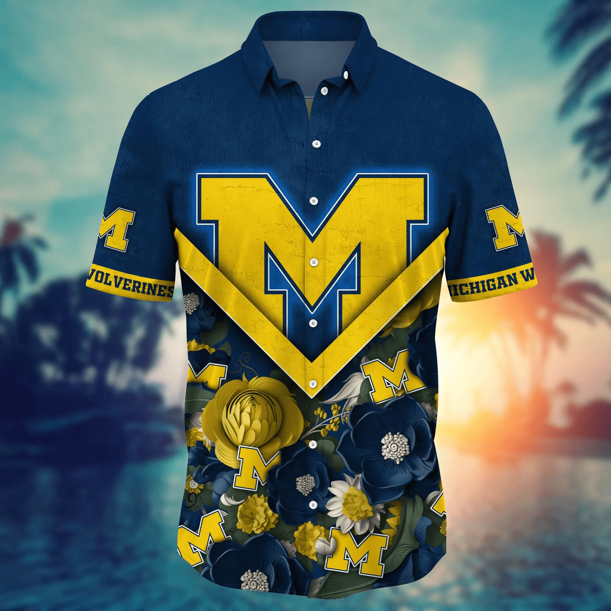 Michigan Wolverines NCAA Hawaiian Shirt Custom Ocean Waves Aloha Shirt