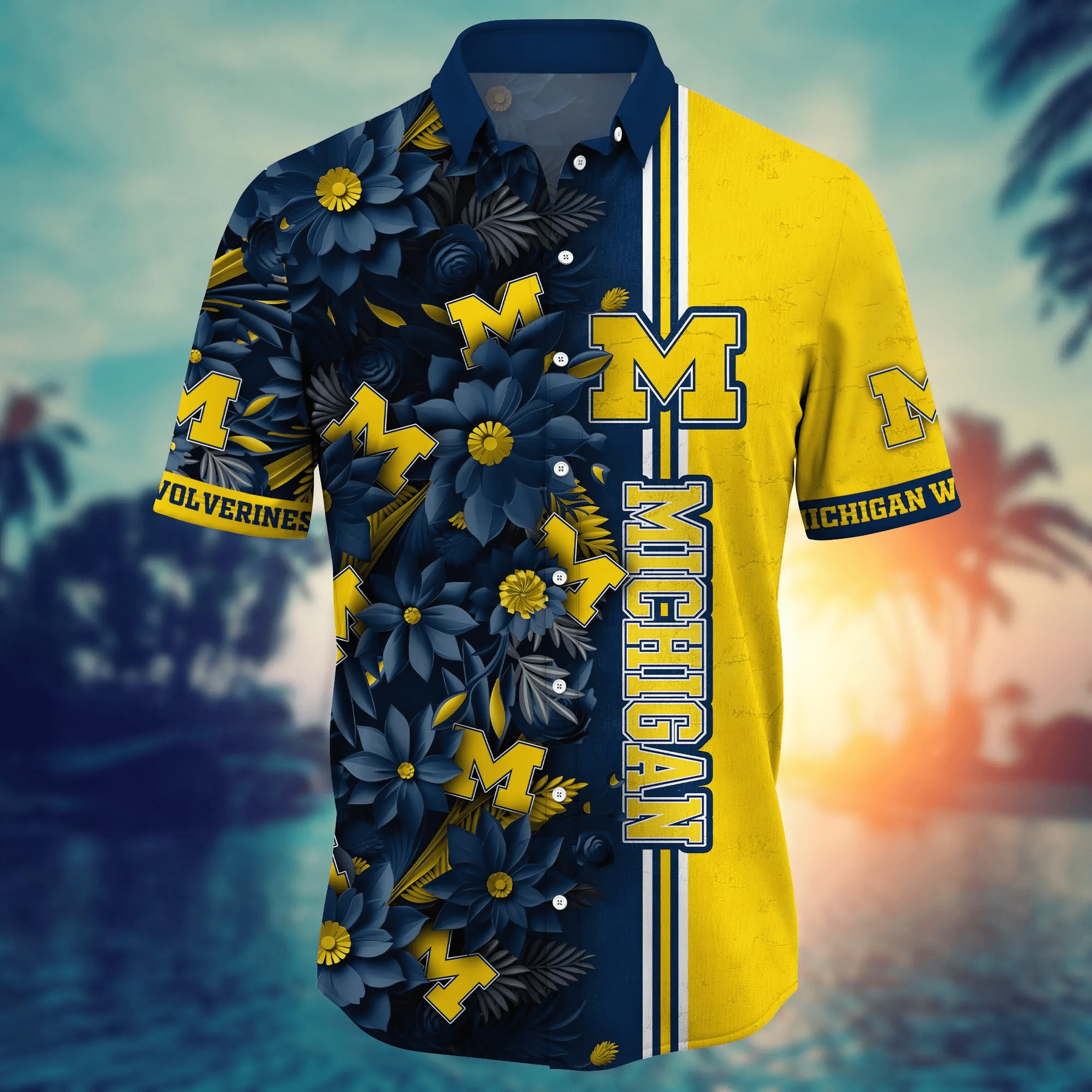 Michigan Wolverines NCAA Hawaiian Shirt Custom Sea Breeze Aloha Shirt