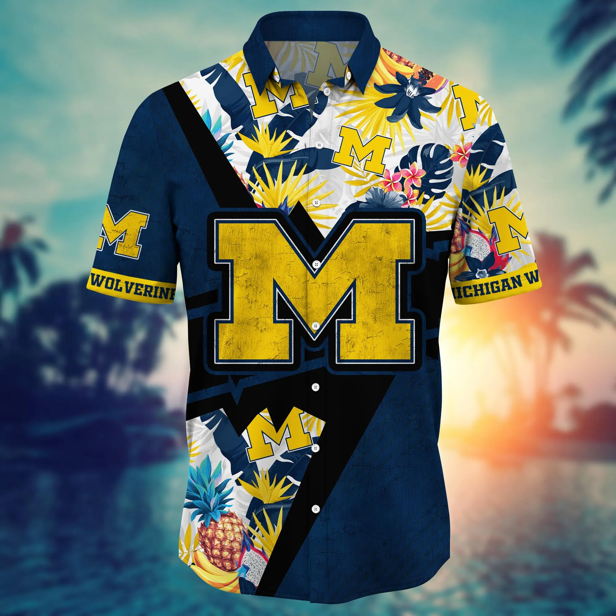 Michigan Wolverines NCAA Hawaiian Shirt Ocean Waves Aloha Shirt