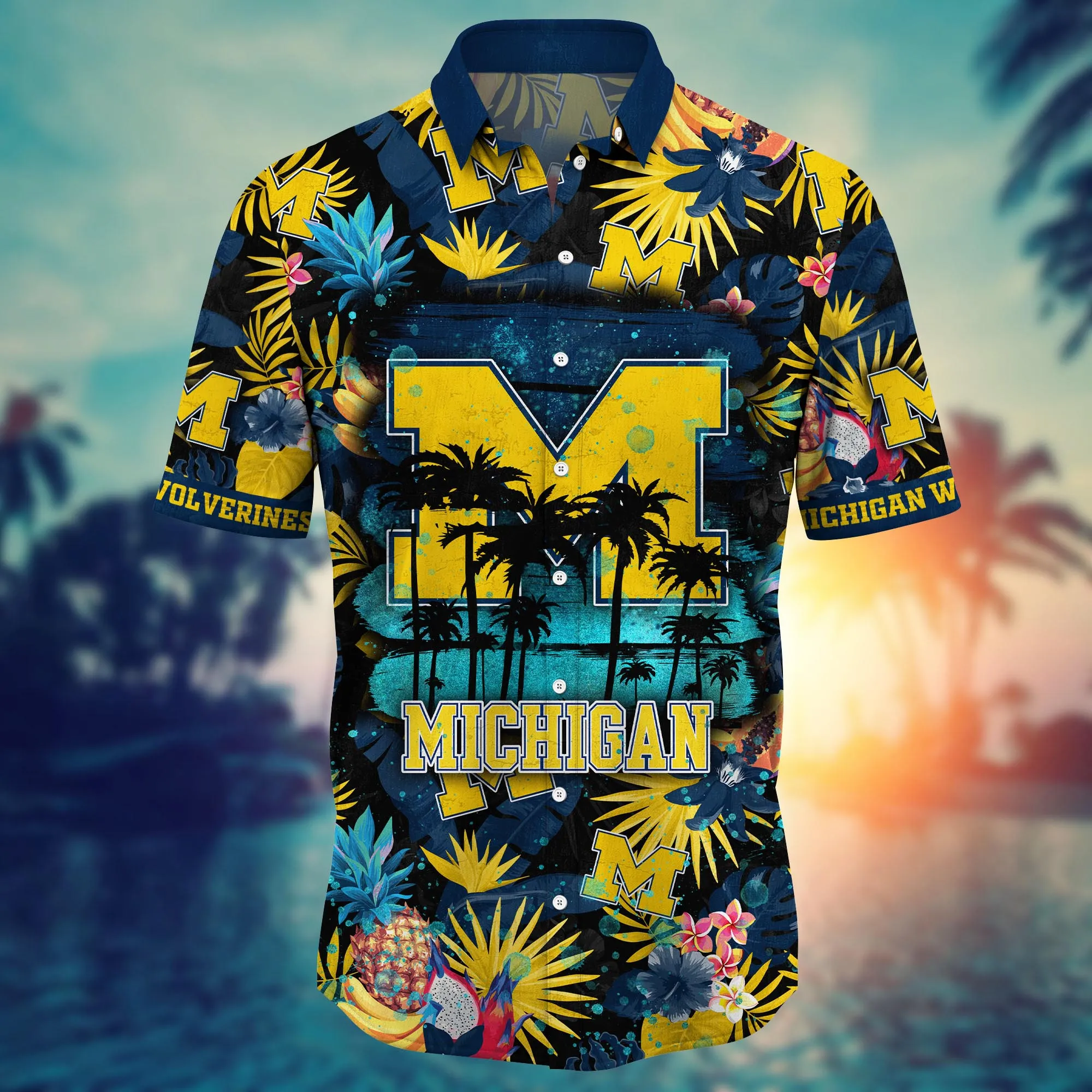 Michigan Wolverines NCAA Hawaiian Shirt Pool Daystime Aloha Shirt