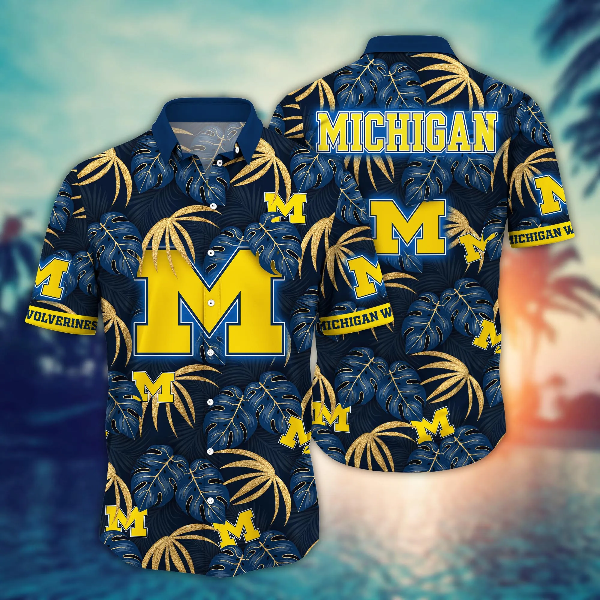 Michigan Wolverines NCAA Hawaiian Shirt Sea Breeze Aloha Shirt Michigan Wolverines NCAA Hawaiian Shirt Sea Breeze Aloha Shirt