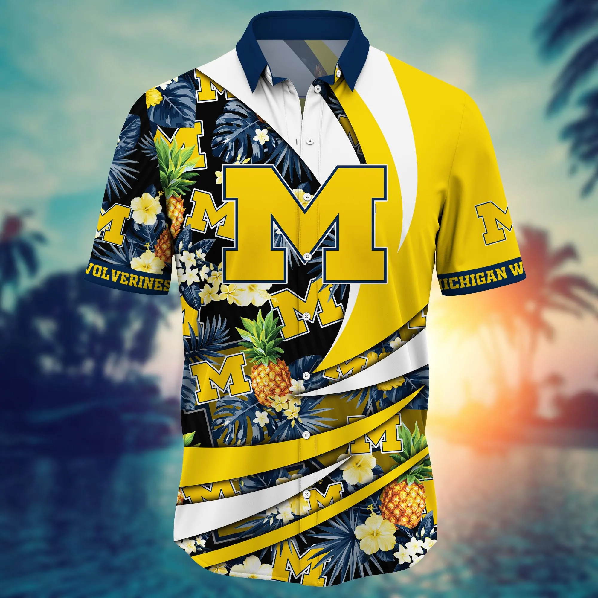 Michigan Wolverines NCAA Hawaiian Shirt Sunbathe Aloha Shirt