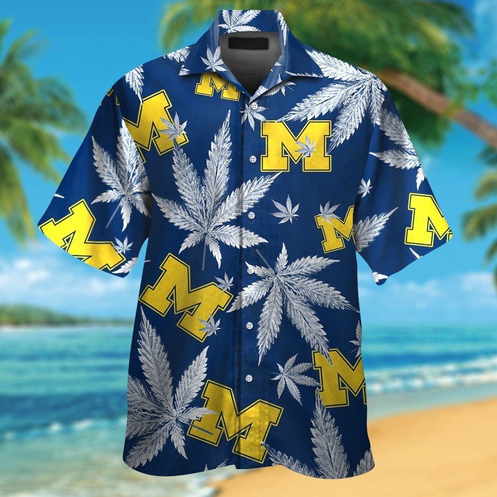Michigan Wolverines Short Sleeve Button Up Tropical Hawaiian Shirt VER02
