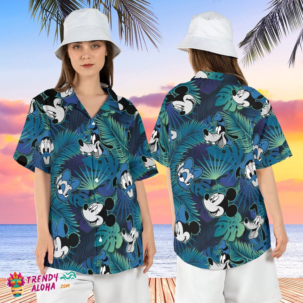 Mickey Friends Beach Vacation Disney Summer Tropical Aloha Top