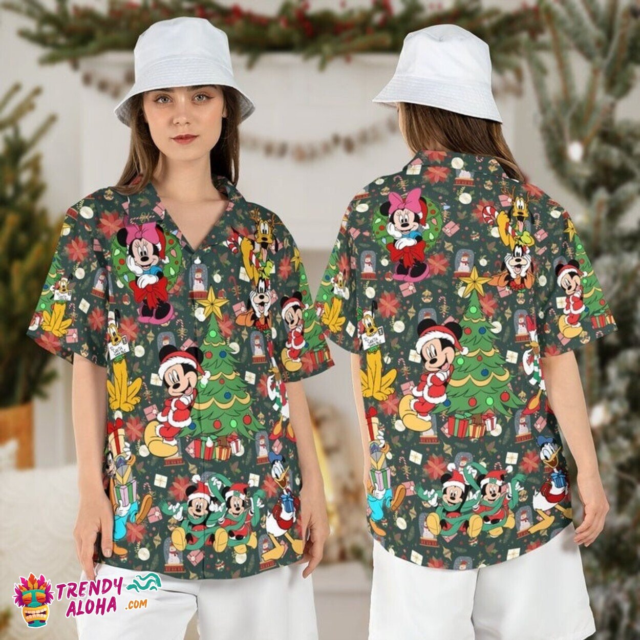 Mickey Friends Christmas Disneyland Xmas Party Aloha Holiday Shirt