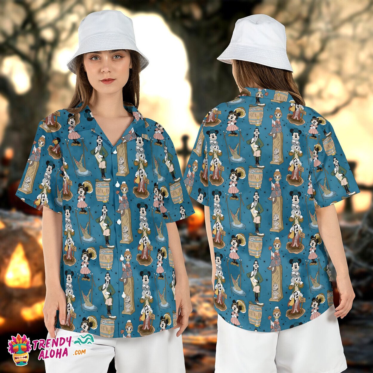 Mickey Friends Mansion Halloween Stretch Room Disney Aloha Tee