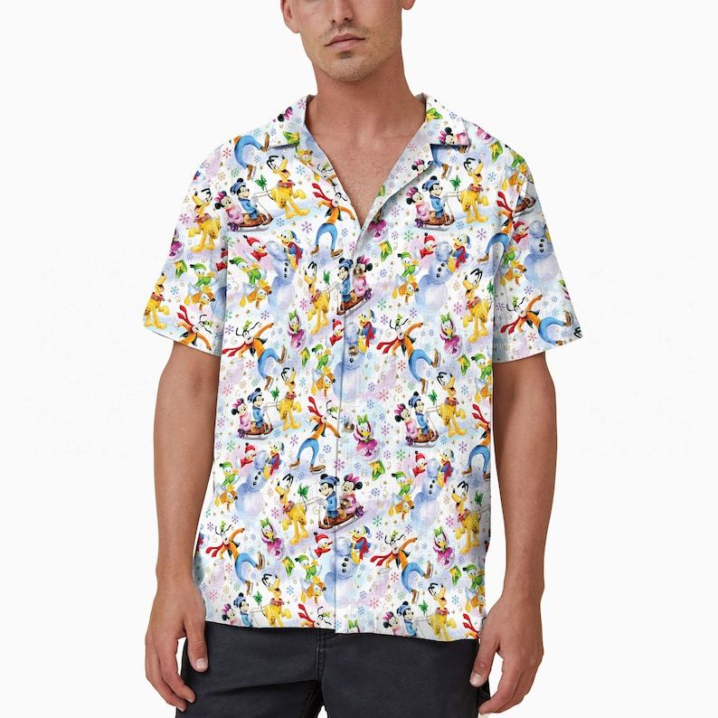 Mickey Friends Snowman Disney Hawaiian Shirts Xmas Button Up Family Trip Mickey Friends Snowman Disney Hawaiian Shirts Xmas Button Up Family Trip